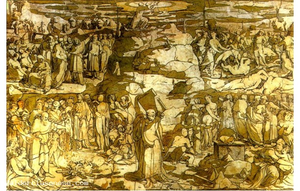 037 Tarsia pavim. riquadro sopra l'esagono - Storia di Mosè sul Sinai